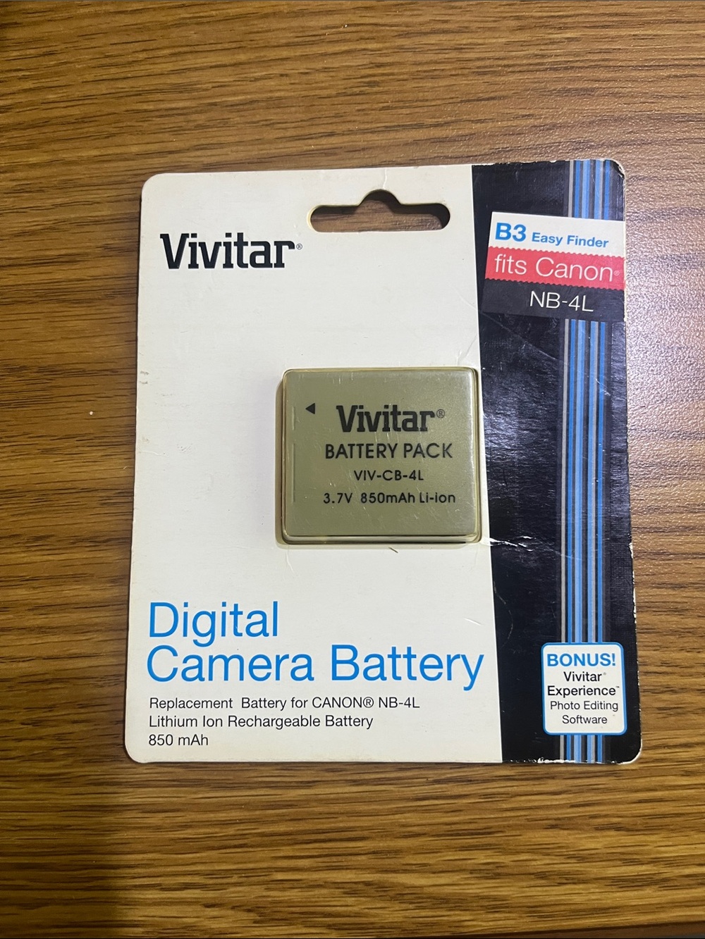 Vivitar Digital Camera Battery Pack (fits Canon NB-4L) 850 mAh